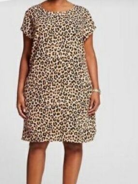 Merona Leopard Print Shift Dress - Tan & Cream